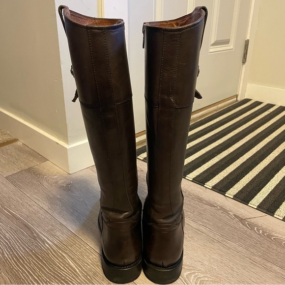 Frye Jaden Button Tall Riding Leather Boot Knee High Chocolate Brown Timeless - Picture 12 of 15